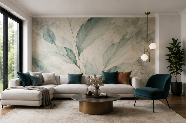 Luxury lounge wallpaper after transformation